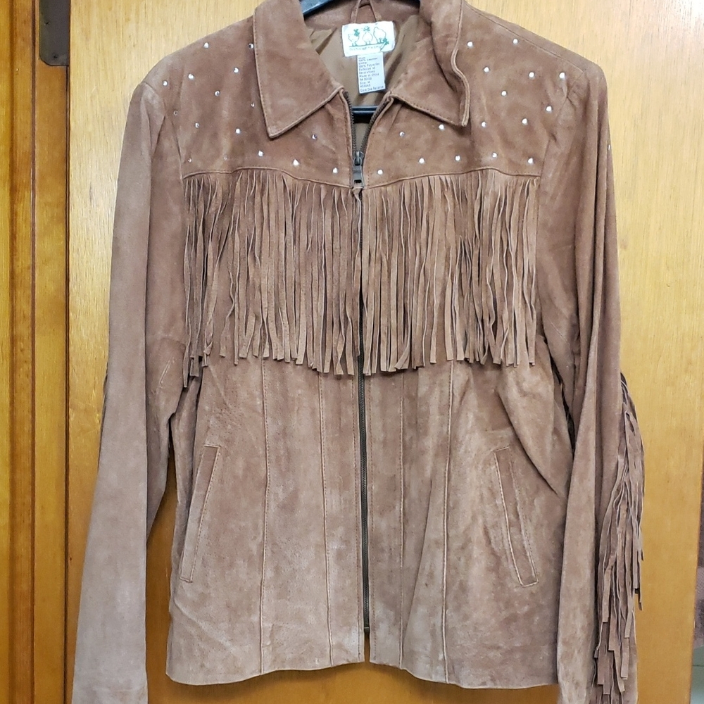 Quacker Factory Brown Suede Fringe Leather Jacket